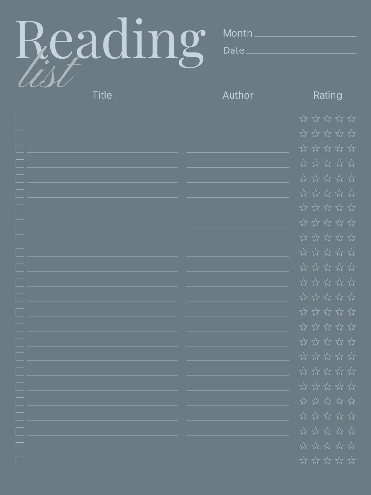 My diary, page 10 — Reading list
