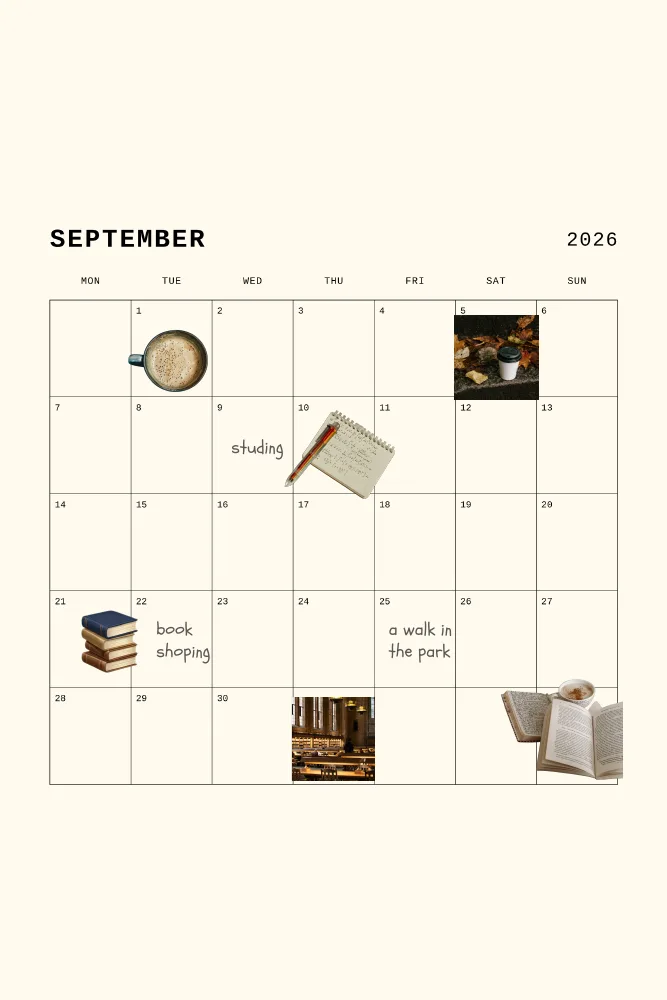Monthly planner, page 1 — September